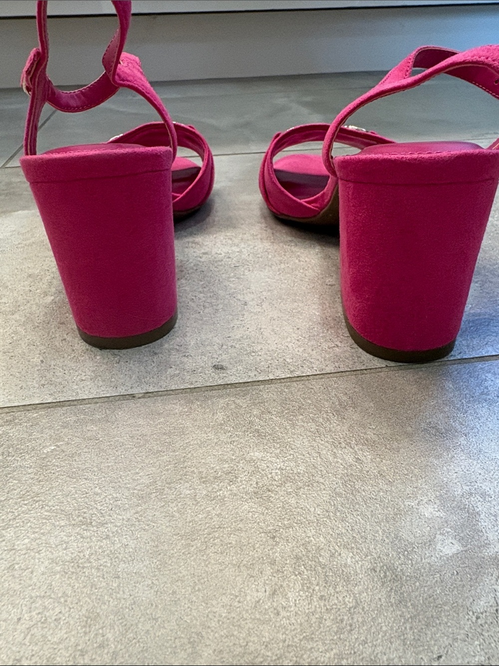 Anne Klein Fuchsia Suede Slingback Sandals with Horsebit Accent - Picture 4 of 6